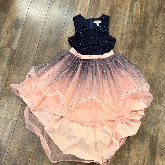 Speechless Other - Speechless Navy and Pink Sequin Kids Dress